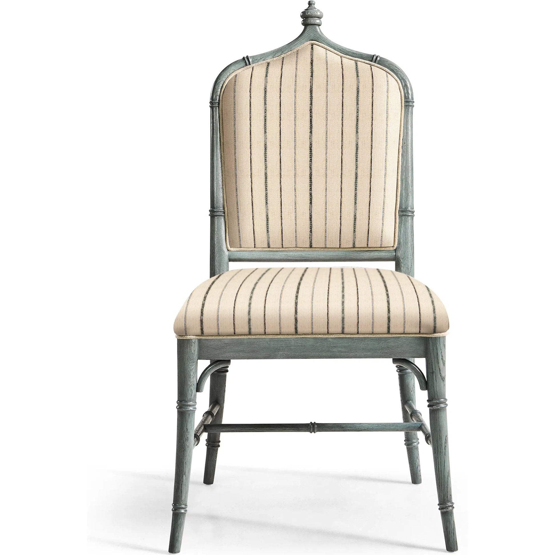 Baronial Dining Side Chair by Jonathan Charles in blue and blue faded oak. Made from oak, fabric in a traditional style.