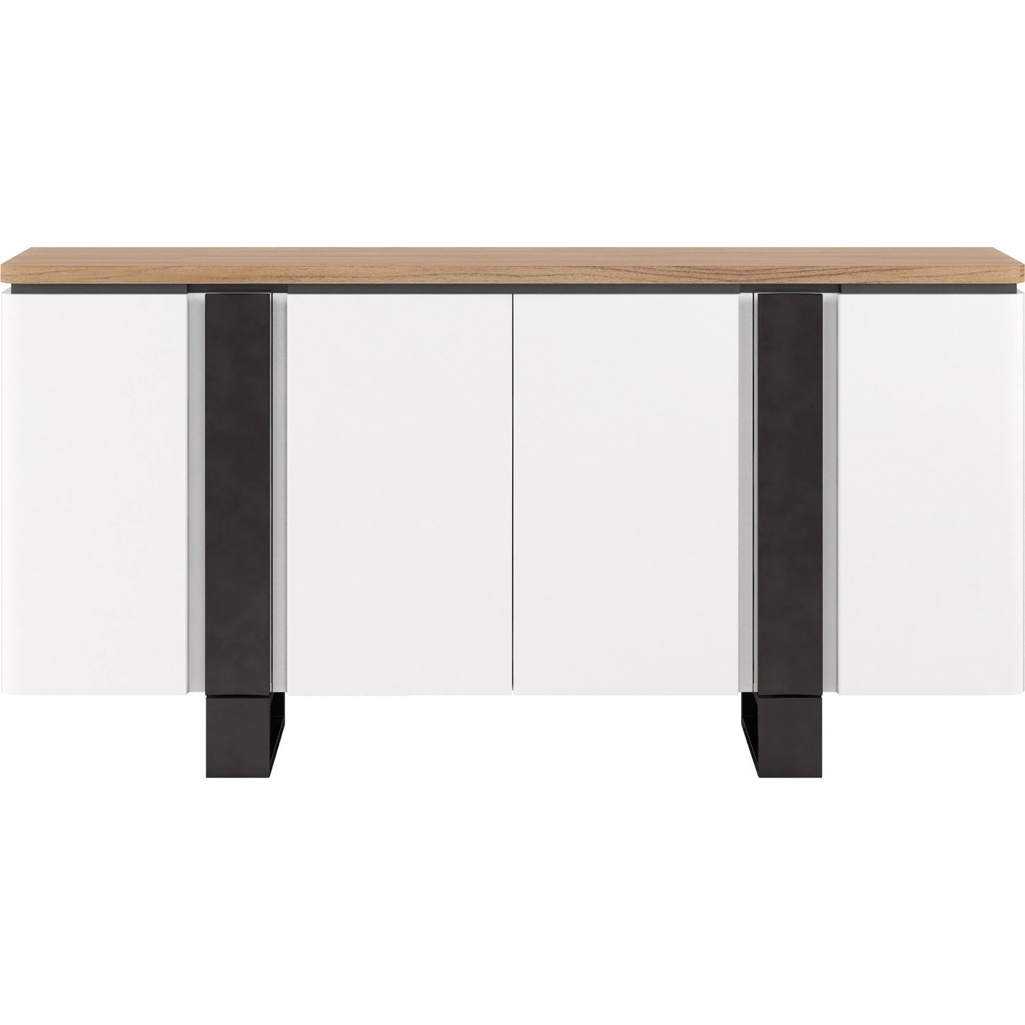 002 SI-2065165 | Additional Silo | Portico Credenza by A.R.T. Furniture in sienna, white plaster, matte black. Made from parawood solids, mindi veneers, resin in a modern style.