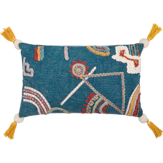 Mystic Pillow - 20165 by Surya in blue, rust, mustard, mauve, cream. Made from 100% cotton in a eclectic & global style.