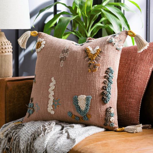 Mystic Pillow - 12845 by Surya in dusty pink, taupe. Made from 100% cotton in a eclectic & global style.