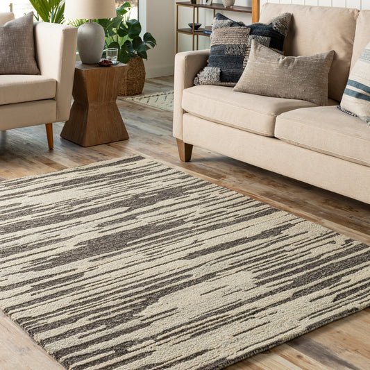 Madelyn Rug - 30083 by Livabliss in light beige, charcoal, black. Made from 100% wool in a unique style.