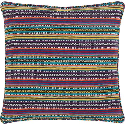 Maya Pillow - 21539 by Surya in medium purple, yellow, red, aqua, blue, coral. Made from 60% cotton, 40% polyester, 100% cotton in a modern style.