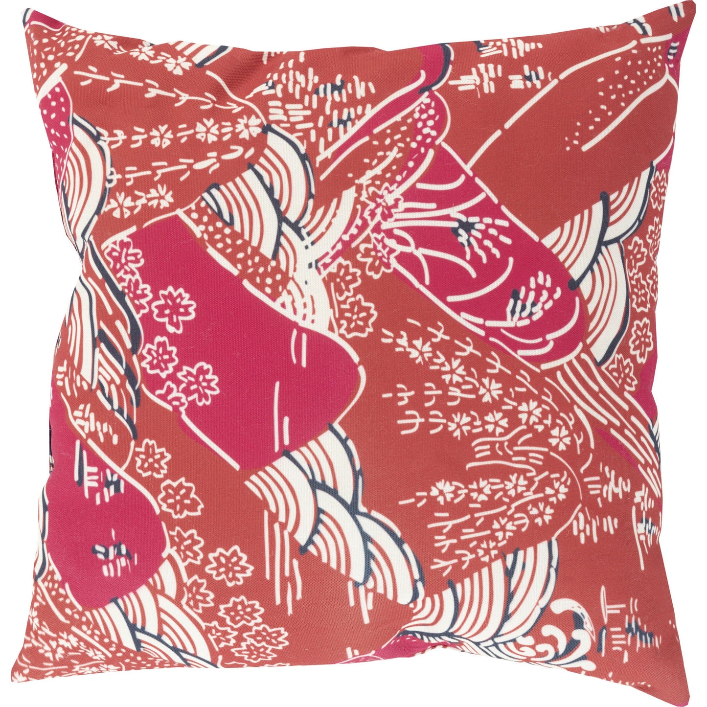 001 O-SURYA-MZ006-1818,O-SURYA-MZ006-2020 | Primary Silo | Mizu Indoor/Outdoor Pillow by Livabliss in burgundy, hot pink, charcoal. Made from front: 100% polyester, back: 100% polyester in a modern style.