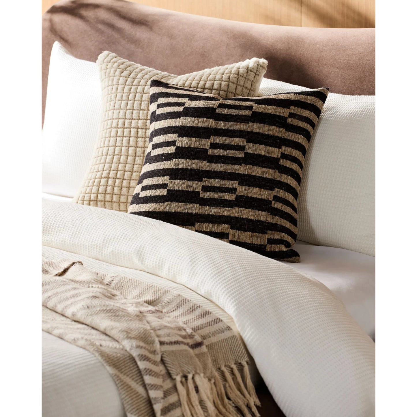 002 SI-2459685,SI-2459686,SI-2459687,SI-2459688,SI-2459689,SI-2459690 | Lifestyle | Marzano Pattern Accent Pillow by Surya in charcoal, sandstone, ebony. Made from wool, silk, cotton in a rustic style.