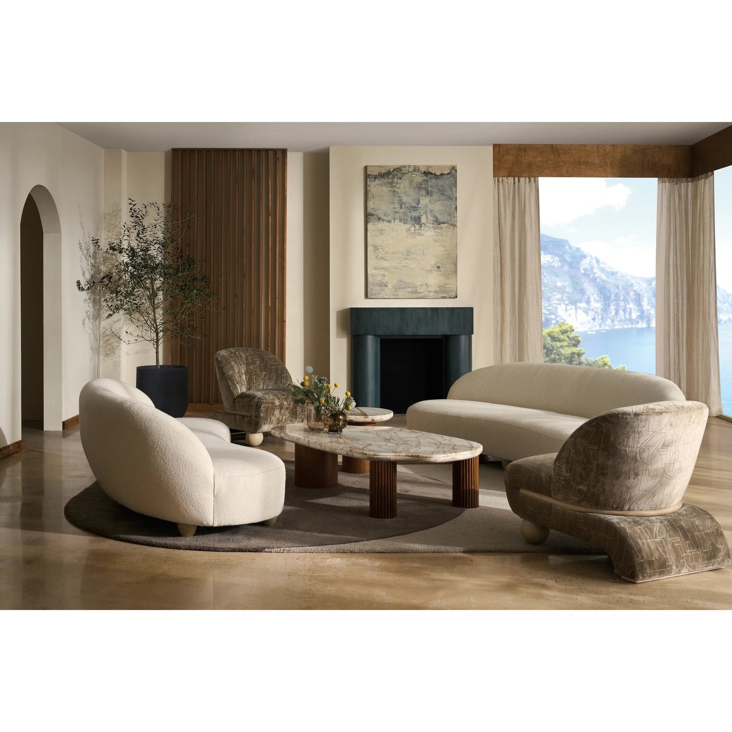 007 SI-2193859 | Lifestyle | Tulum 110" Sofa by Caracole in sabbia. Made from ash, japanese sen in a transitional style.