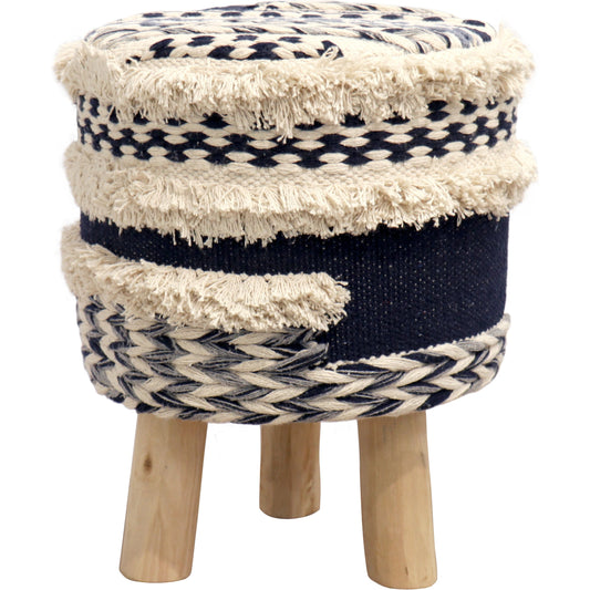 001 SI-2030359 | Primary Silo | Grand Canyon Navy Stool by Pasargad Home in navy. Made from 100% premium cotton in a cottage & farmhouse style.