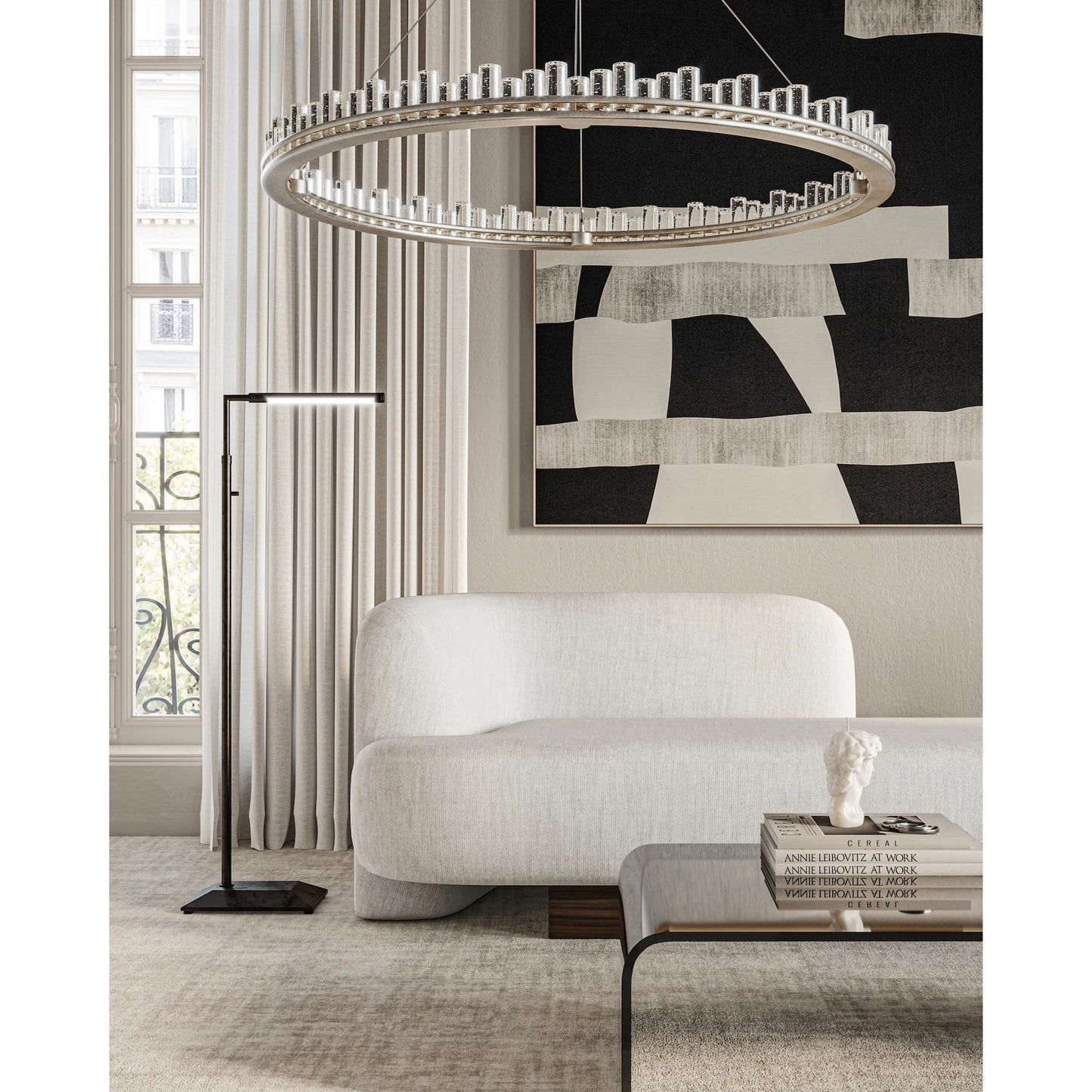 017 SI-2191808 | Lifestyle | Pleiades Chandelier by Currey and Company in contemporary silver leaf, contemporary silver, clear. Made from wrought iron, seeded crystal in a modern style.