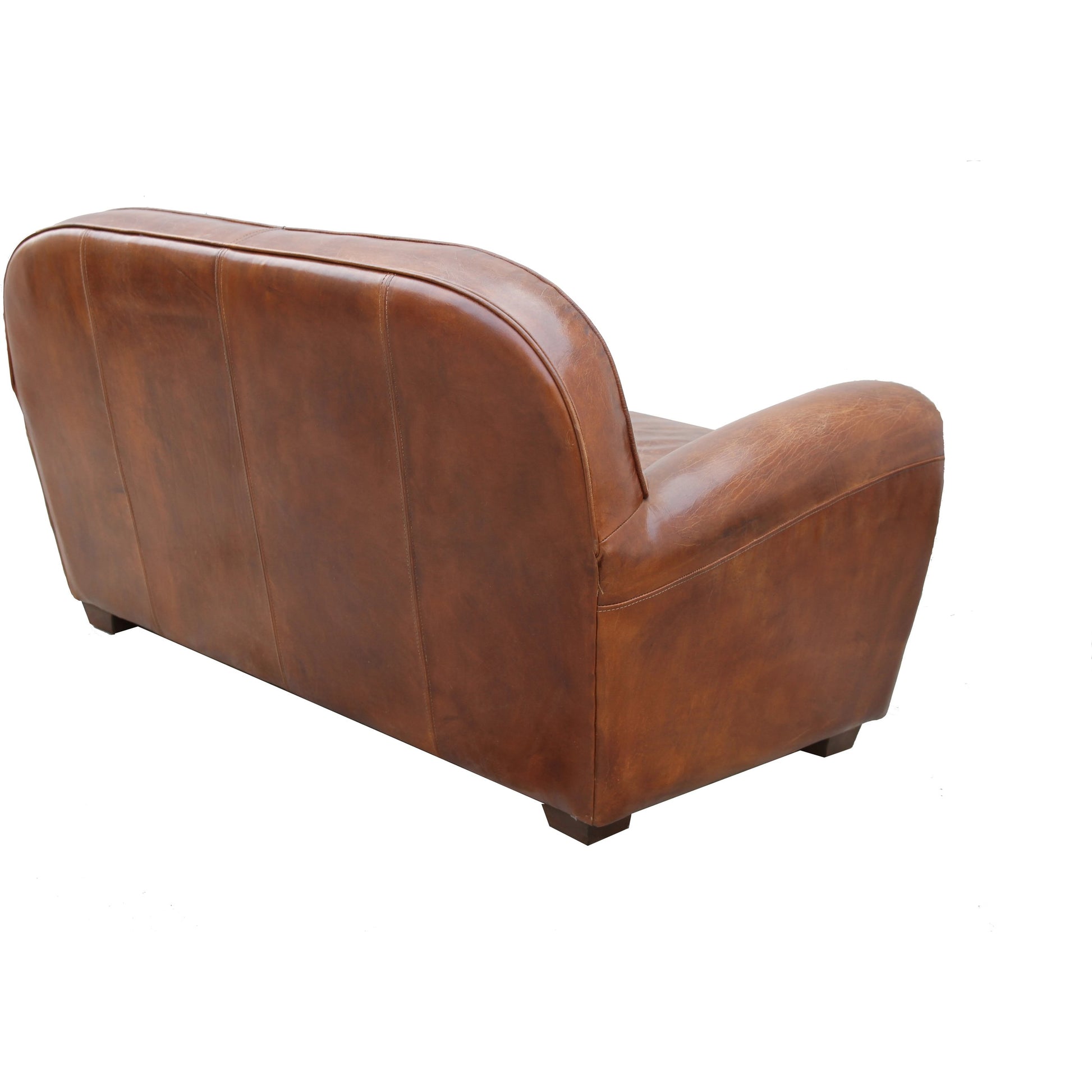 Paris Club Loveseat by Pasargad Home in brown. Made from leather in a transitional style.