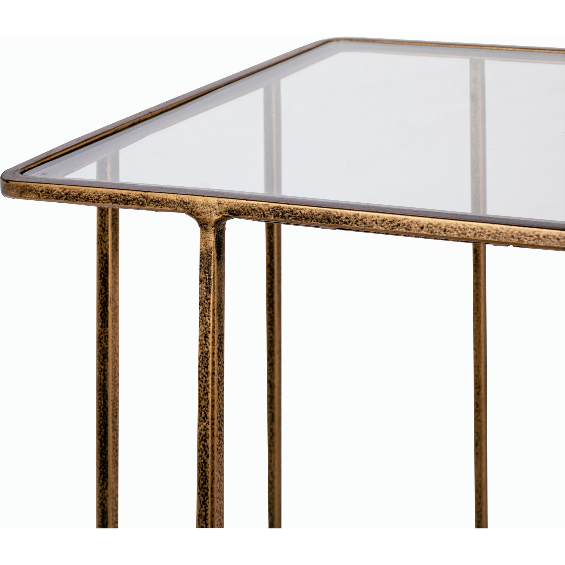 Natalie - 30103 by Surya in gold and antiquedtranslucent. Made from top: glass, base: 100% metal in a modern style.