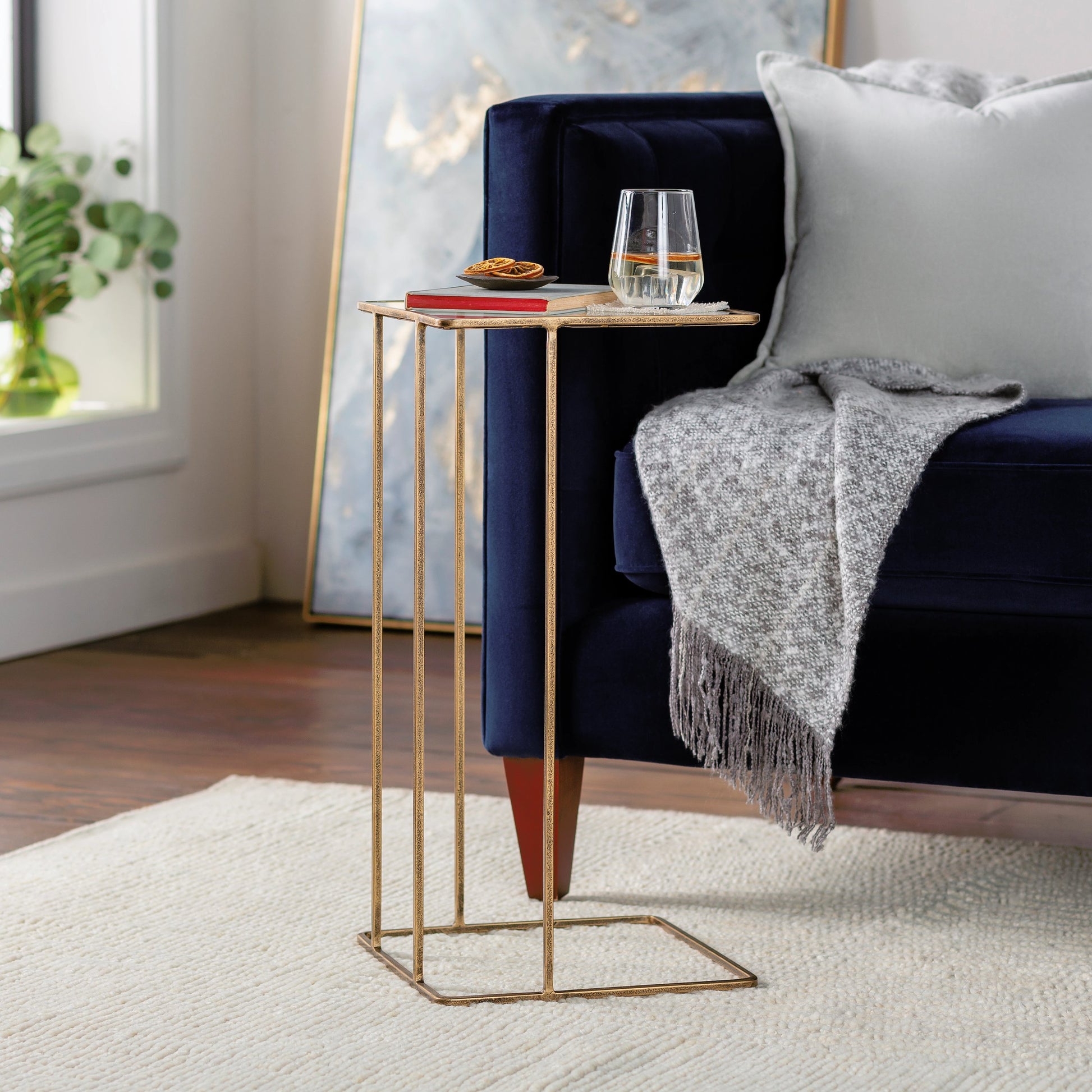 Natalie - 30103 by Surya in gold and antiquedtranslucent. Made from top: glass, base: 100% metal in a modern style.
