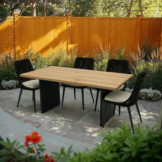 Naples Outdoor - Dining Chair by LH Imports in black, sand and steel powder coated black. Made from steel powder coated, polypropylene rope, 100% polyester fabric, foam, fiber padding in a modern style.
