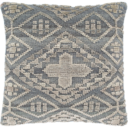 Nobility Pillow - 33500 by Surya in gray, medium gray, beige. Made from 65% rayon, 28% wool, 7% cotton, 100% cotton in a eclectic & global style.