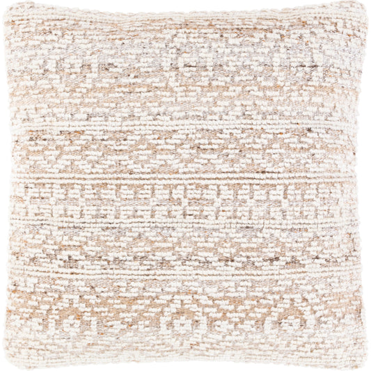 001 SI-1887439,SI-1887440 | Primary Silo | Nobility Pillow - 13230 by Surya in tan, cream, brown, off-white. Made from 60% wool, 20% polyester, 20% viscose, 100% cotton in a eclectic & global style.