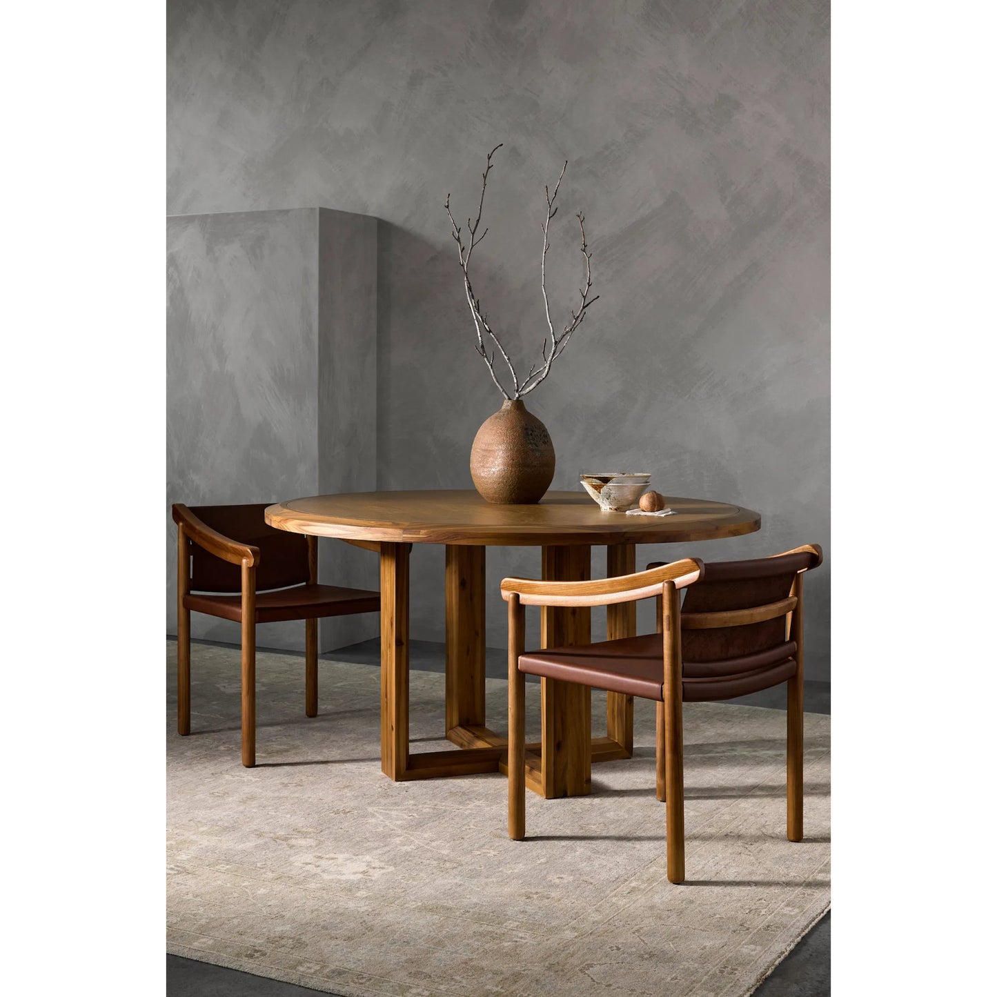002 SI-2164474 | Lifestyle | Northbank Dining Table - 528709 by Surya in top: wheat, base: wheat and wood finishbrushed. Made from acacia in a modern style.
