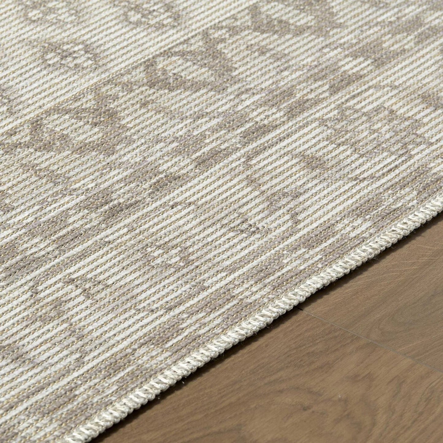 004 SI-2448387,SI-2448388,SI-2448389,SI-2448390,SI-2448391,SI-2448392 | Closeup | Shanti NBSH-2301 Rug by Nabela Noor x Livabliss in white, gray, brown, yellow. Made from jute, polyester in a unique style.