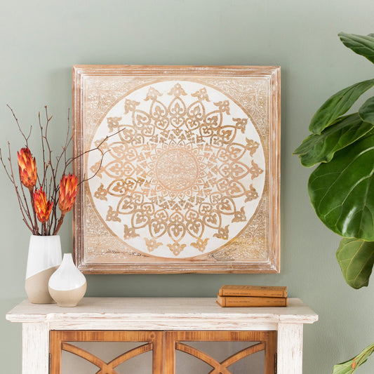 Nadia Wall Art Piece - 21999 by Surya in white and distressed. Made from wood in a transitional style.