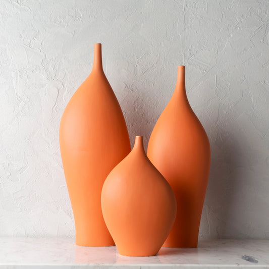 Neo - 24670 (Set of 3) by Livabliss in orange and glazed. Made from ceramic in a modern style.