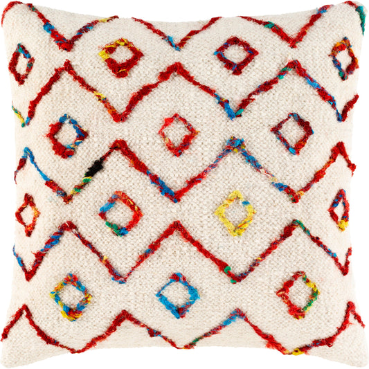 001 SI-1887167,SI-1887168 | Primary Silo | Nettie Pillow - 35753 by Surya in light beige, red. Made from 60% wool, 25% viscose, 15% cotton, 80% polyester, 20% cotton in a eclectic & global style.