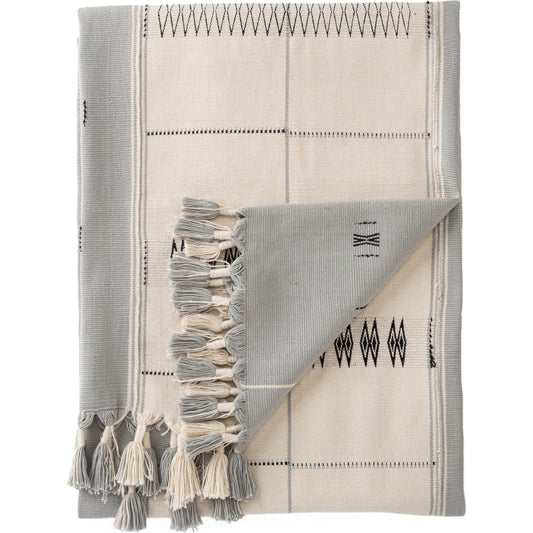 001 SR-908214 | Primary Silo | Nagaland Throw NGD05 Throw by Jaipur Living in cream, gray. Made from 100% cotton in a eclectic & global style.