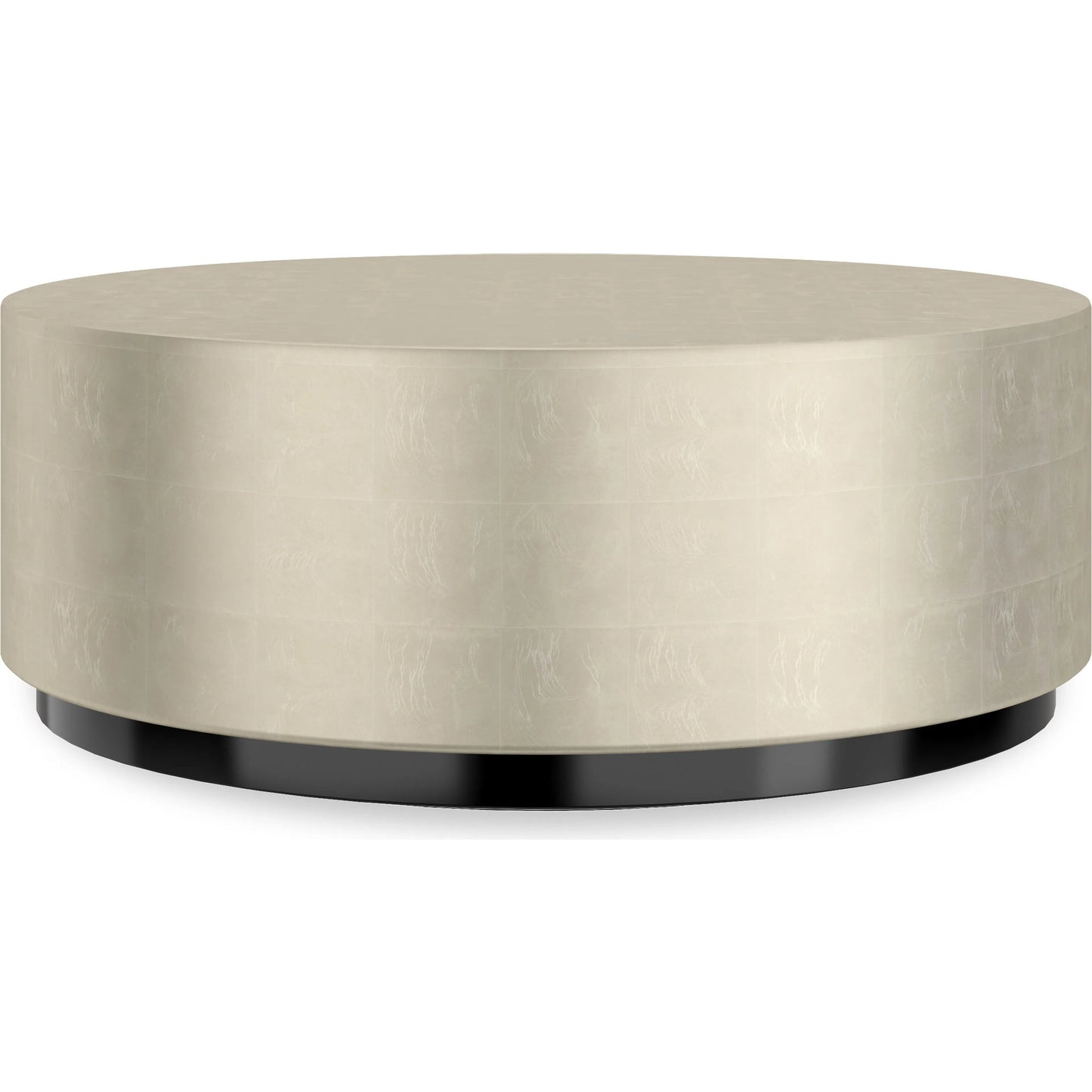 003 SI-2250472 | Additional Silo | Cocktail Couture Round Cocktail Table by Caracole in taupe silver leaf, almost black. Made from asian hardwood in a modern style.