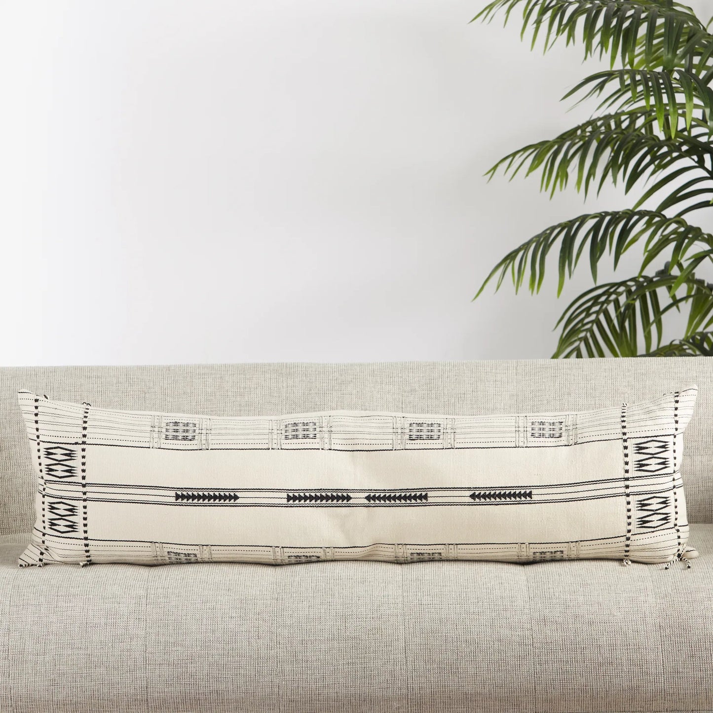 004 SI-2354762 | Lifestyle | Nagaland Pillow NGW05 Pillow by Jaipur Living in cream, black. Made from 100% cotton in a rustic style.