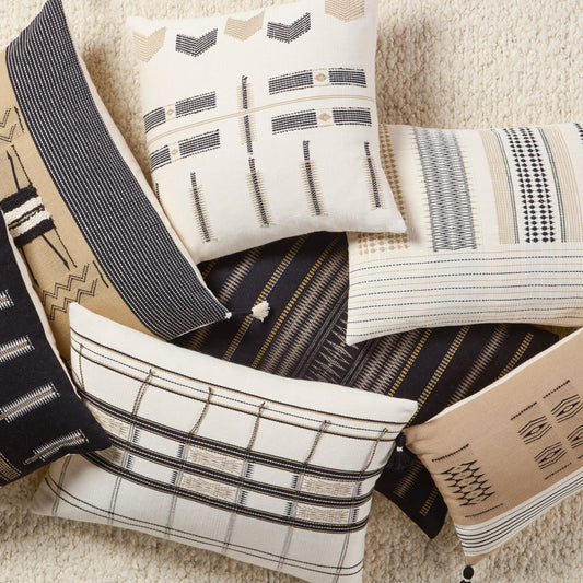 Nagaland Pillow NGW38 Pillow by Jaipur Living in cream, black. Made from 100% cotton in a cottage & farmhouse style.