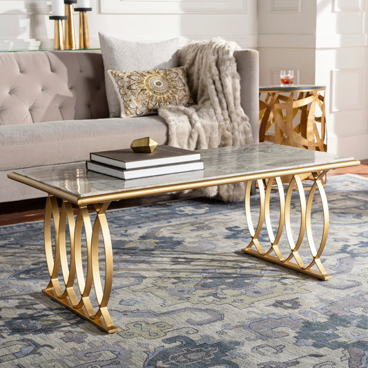 Nishka - 27963 by Surya in brown and powder coatednatural. Made from top: 100% marble, base: 100% metal in a unique style.