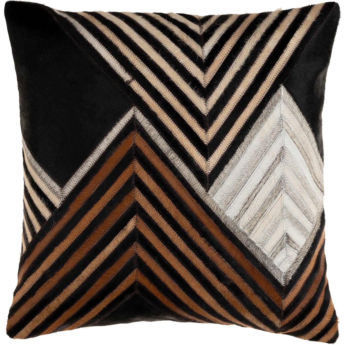 001 SI-1887042,SI-1887043 | Additional Silo | Nashville Pillow - 20632 by Surya in black, cream. Made from 100% hair on hide, 100% cotton in a unique style.