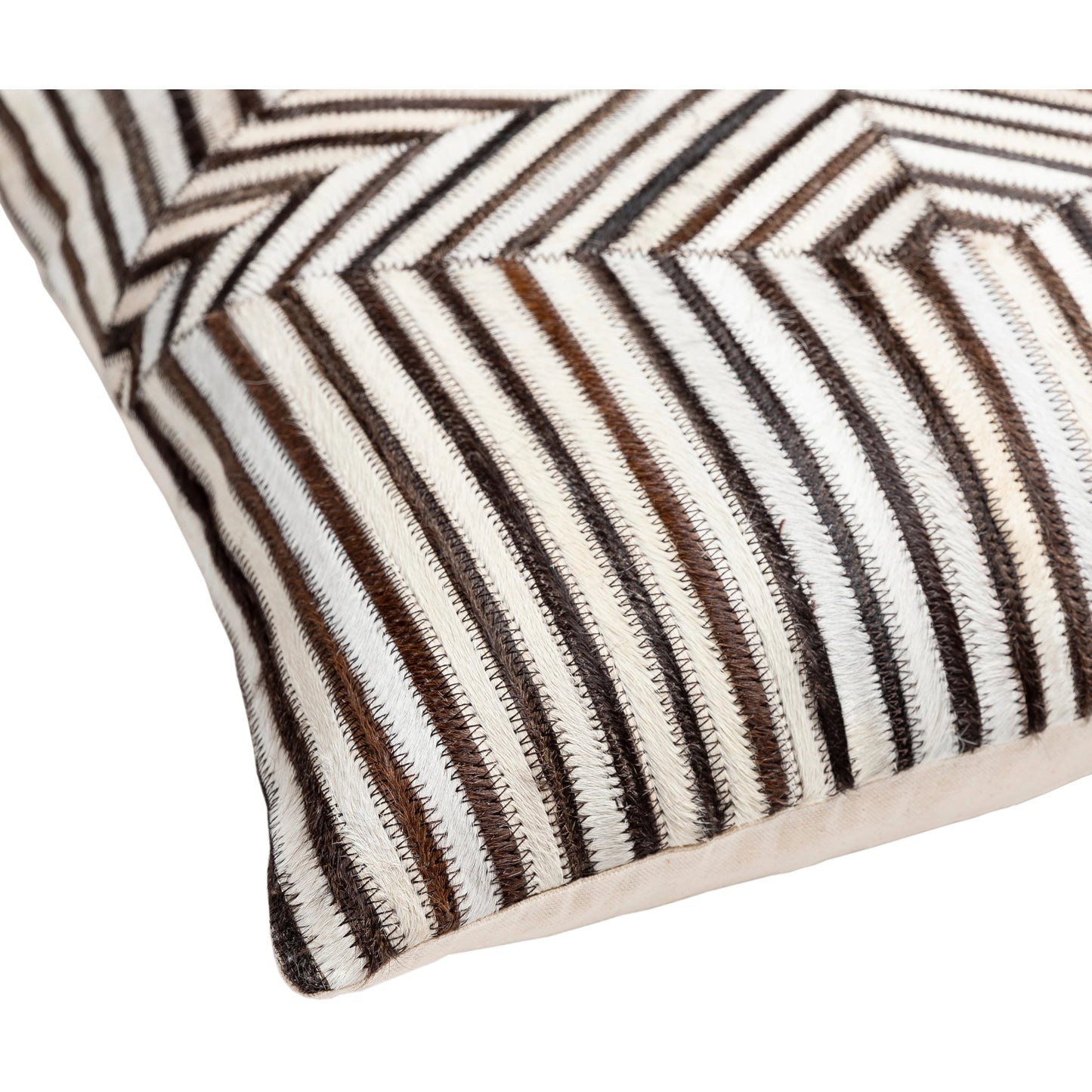 004 SI-1887044,SI-1887045 | Closeup | Nashville Pillow - 23455 by Surya in cream, tan. Made from 100% hair on hide, 100% cotton in a unique style.