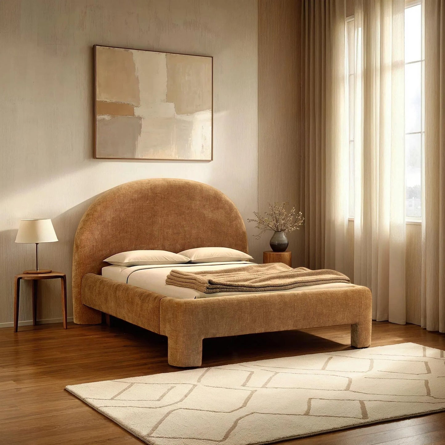 025 SI-2325136 | Lifestyle | Nina Bed by LH Imports. Made from pine wood, rubberwood, plywood, polyester, hr foam in a eclectic & global style.