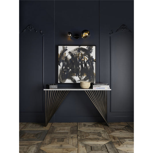 Nina Magon Marcel Console Table by Universal Furniture in dark bronze and bronze metal. Made from unique in a modern style.