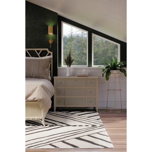 Water Neap Leather Front Chest by Jonathan Charles in ash blonde. Made from died koto veneer, leather, brass in a transitional style.