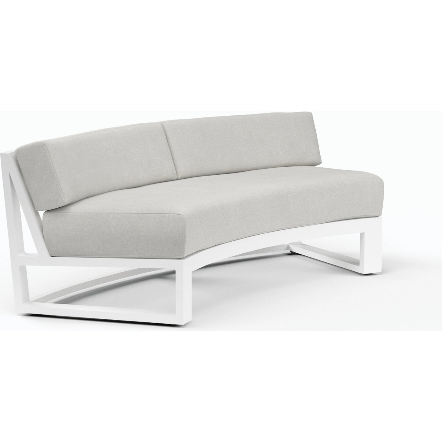 001 SI-2167144 | Additional Silo | Newport Outdoor Curved Sofa by Sunset West in frost. Made from aluminum in a modern style.