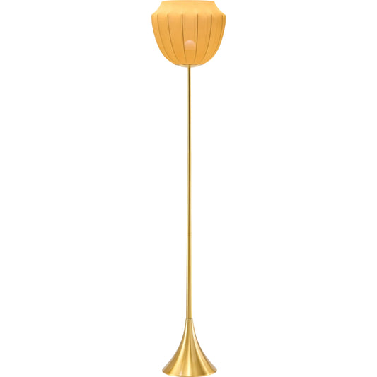 Nokomis Accent Table Lamp by Livabliss in body: metallic - gold; base: metallic - gold; shade: yellow; cord: translucent and plated. Made from iron, linen in a transitional style.
