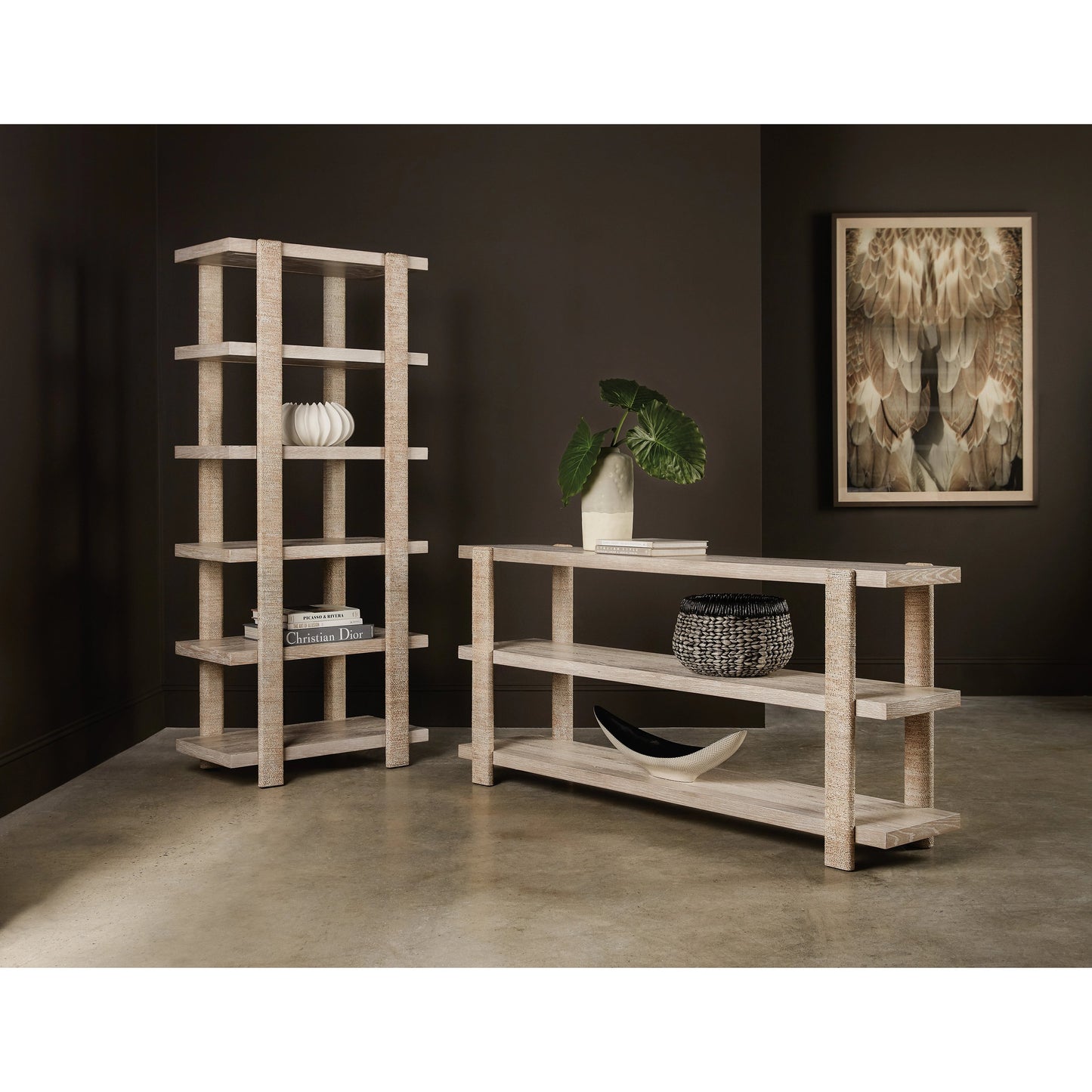 004 SI-1900715 | Lifestyle | Commerce & Market Console Table by Hooker Furniture in natural light wood. Made from oak veneers, rope in a modern style.