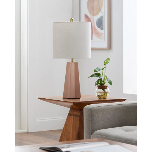 Stellan Accent Table Lamp by Livabliss. Made from ceramic, linen, polystyrene, iron in a modern style.