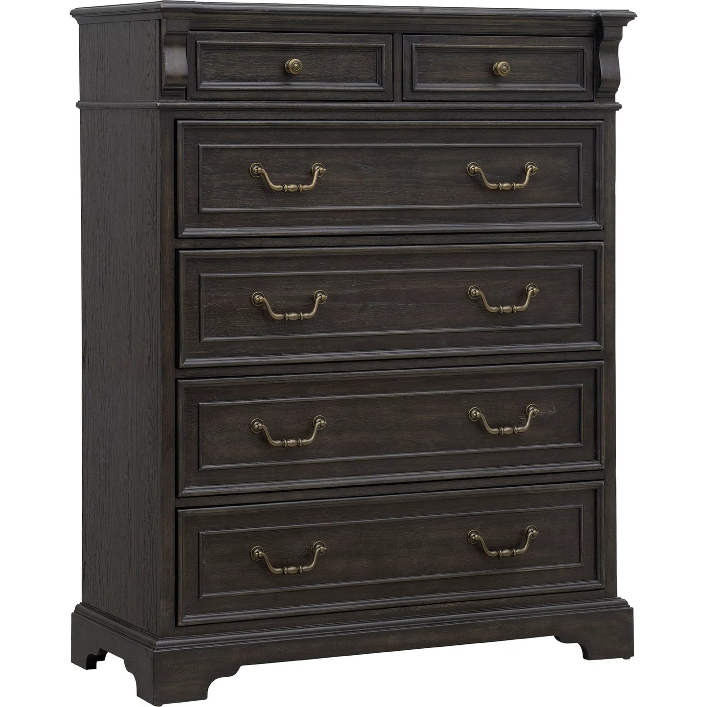 001 SI-2383572 | Primary Silo | Hickory Creek 6 Drawer Chest by Pulaski Furniture in brown velvet. Made from split heart cathedral hickory veneers in a unique style.