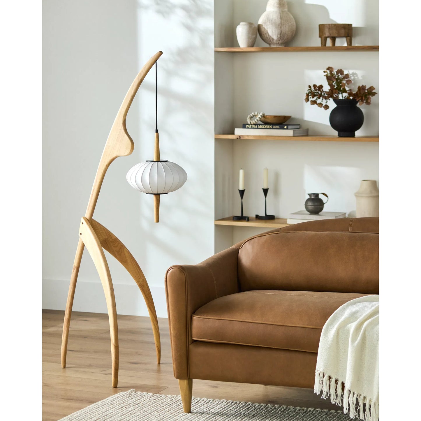 002 SI-2245001 | Lifestyle | Niamey 624773 Lighting by Surya in body: cream; shade: white; cord: translucent and painted. Made from rubber wood, linen, plastic in a unique style.