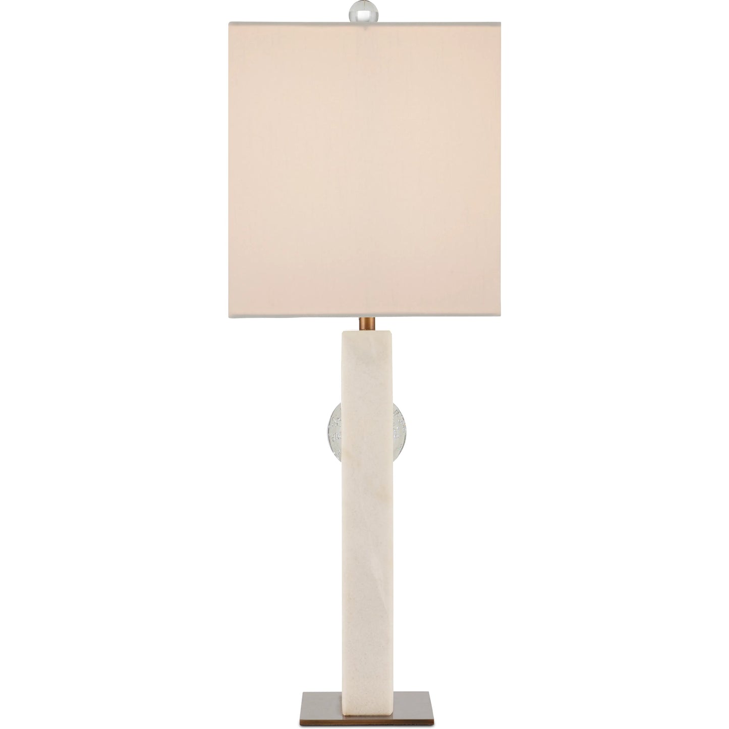 006 SI-2191811 | Additional Silo | Radiant Table Lamp by Currey and Company in white, clear, antique brass. Made from white marble, glass, metal in a modern style.