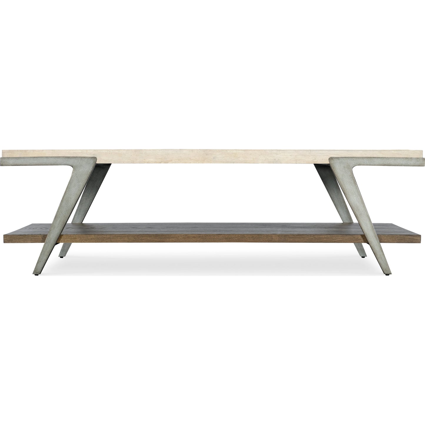 002 SI-2133783 | Additional Silo | Commerce and Market Boomerang Cocktail Table by Hooker Furniture in cream. Made from sheet metal, travertine marble, oak veneers in a modern style.