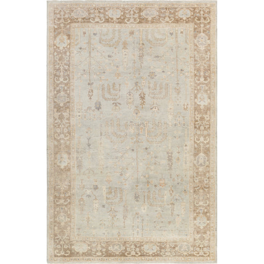 Normandy Rug - 13140 by Surya in cream, light sage, tan, medium brown, ice blue. Made from 100% wool in a unique style.