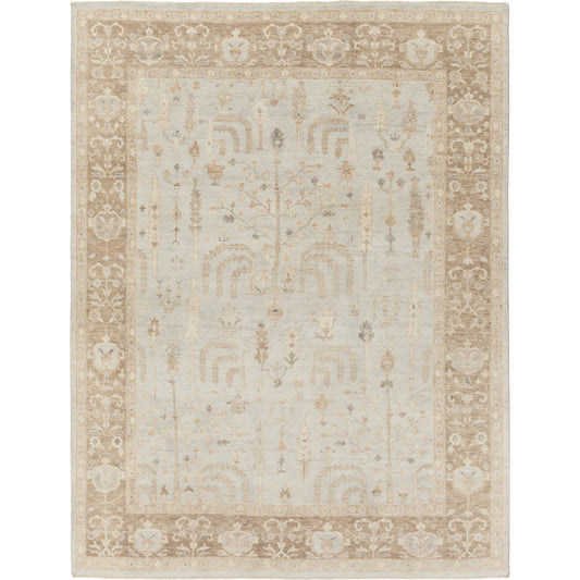 Normandy Rug - 13140 by Surya in cream, light sage, tan, medium brown, ice blue. Made from 100% wool in a unique style.