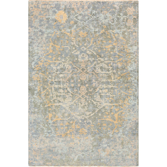 001 SI-1887604,SI-1887605,SI-1887608 | Primary Silo | Normandy NOY-8005 Rug by Surya in blue, dusty sage, wheat, light blue, tan, light beige. Made from 100% wool in a unique style.