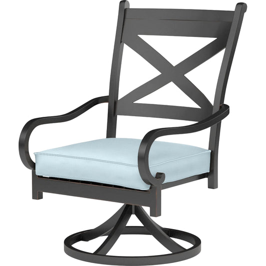 001 SI-2513622 | Primary Silo | Monterey Outdoor Swivel Dining Chair by Sunset West in browns. Made from aluminum in a cottage & farmhouse style.