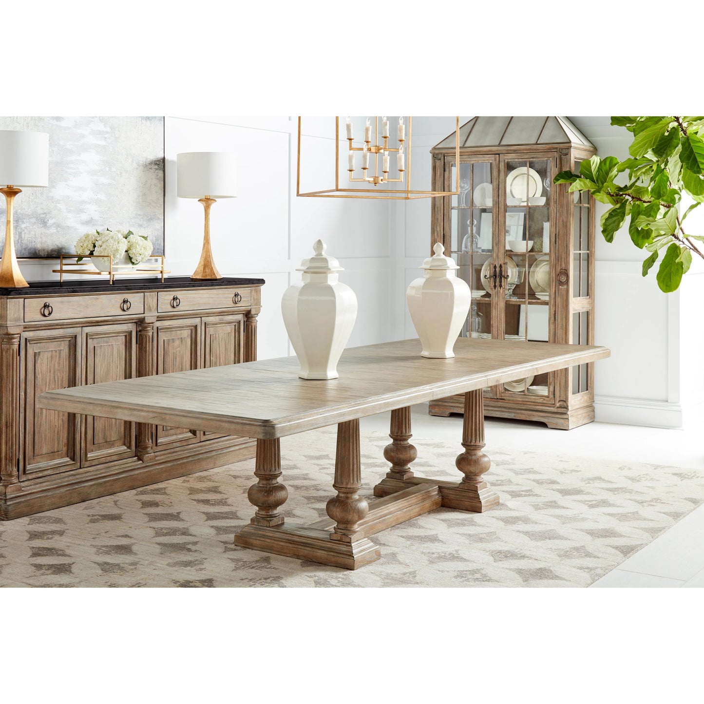 011 SI-2064914 | Lifestyle | Architrave Trestle Dining Table by A.R.T. Furniture in almond. Made from pine solids and veneer, resin in a traditional style.
