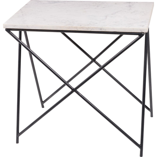 001 SI-1914110 | Primary Silo | Norah End Table by Livabliss in top: white, base: gray and powder coatednatural. Made from top: marble, base: metal in a unique style.