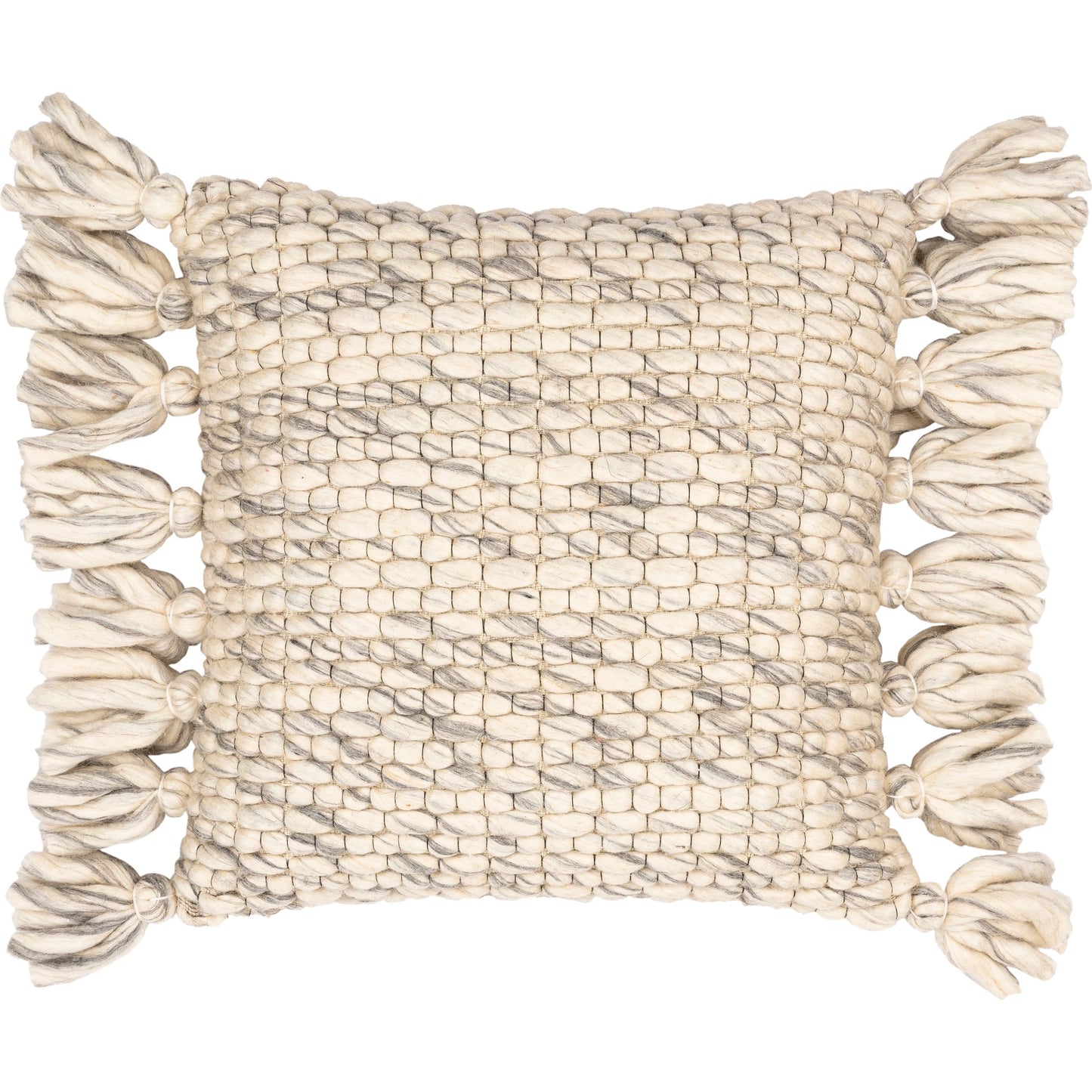 002 SI-1887032,SI-1887033,SI-1887034,SI-1887035 | Additional Silo | Narvik Pillow - 21037 by Surya in gray, light beige. Made from 100% wool, 100% cotton in a cottage & farmhouse style.
