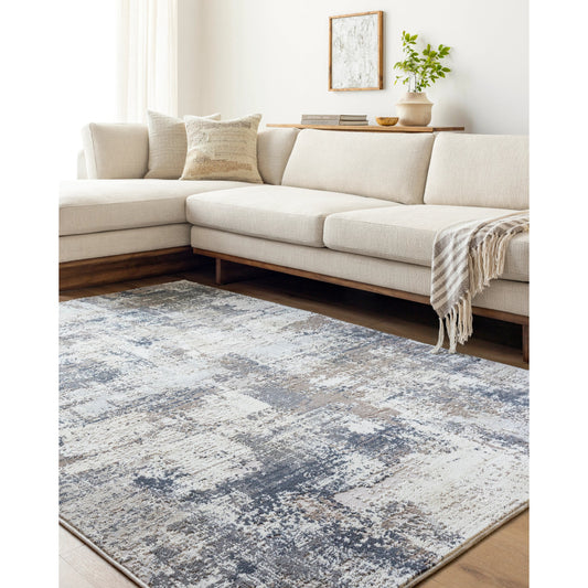 Nesta Rug - 526505 by Livabliss in light beige, ivory, medium gray, tan, charcoal, off-white. Made from face: 100% polyester, warp: 100% recycled pet yarn in a unique style.