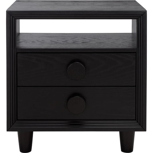 Treasure 2 Drawer Nightstand by HedgeApple Essentials. Made from mdf, oak veneer, plywood, solid wood iron in a transitional style.