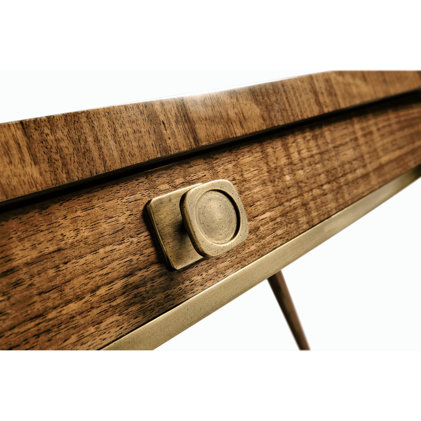 004 SI-2186376 | Closeup | Toulouse Desk by Jonathan Charles in toulouse walnut. Made from walnut quarter figured veneer in a modern style.